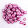 top view of a pile of 20mm Hot Pink Lace AB Bubblegum Beads