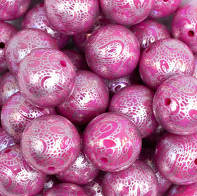 20mm Hot Pink Lace AB Bubblegum Beads