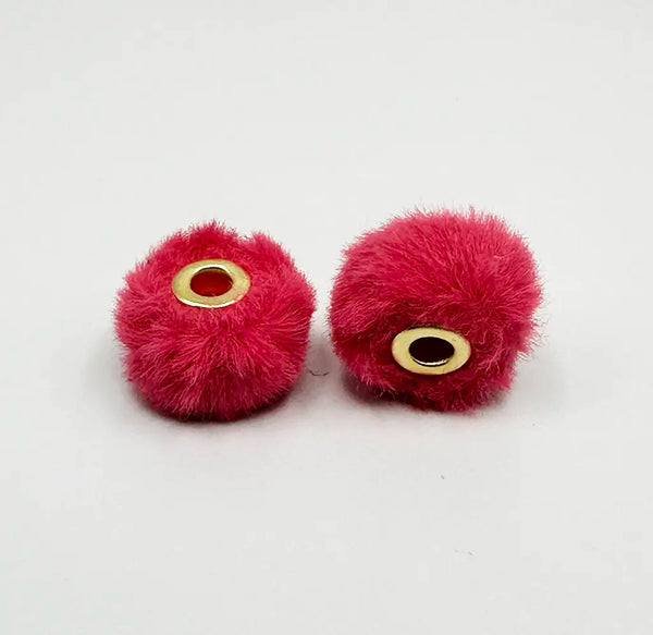 front view of hot pink 20mm Furry Plush Spacer Beads