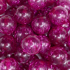20mm Hot Pink Glitter Tinsel Bubblegum Beads