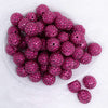 top view of a pile of 20mm Hot Pink with Clear Rhinestone Bubblegum Beads