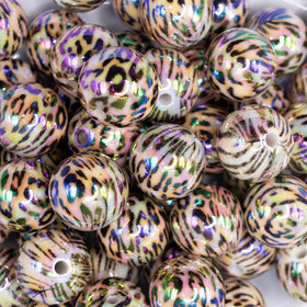 20mm Realistic Leopard Animal AB Print Acrylic Bubblegum Beads