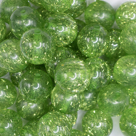 20mm Lime Green Glitter Tinsel Bubblegum Beads