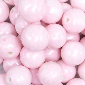 20mm Light Pink Chevron on a White Matte Acrylic Bubblegum Beads