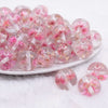 front view of a pile of 20mm Light Pink Flaked Flower Bubblegum Bead