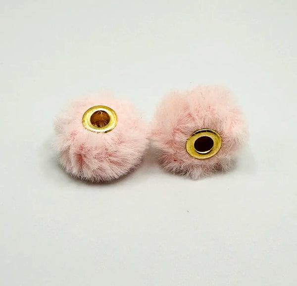 front view of light pinkl 20mm Furry Plush Spacer Beads