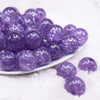 front view of a pile of 20mm Light Purple Glitter Tinsel Bubblegum Beads