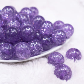 20mm Light Purple Glitter Tinsel Bubblegum Beads
