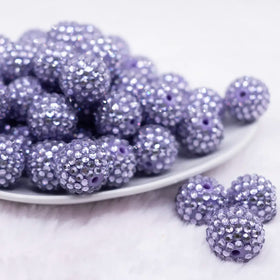 20mm Light Purple Rhinestone on Clear Bubblegum Beads