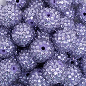 20mm Light Purple Rhinestone on Clear Bubblegum Beads