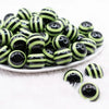 20mm Lime Green on Black Striped Bubblegum Beads