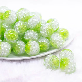20mm Green Captured Pearls Bubblegum Bead
