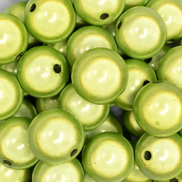 close up view of a pile of 20mm Lime Green Miracle Bubblegum Bead
