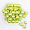 top view of a pile of 20mm Lime Green with Glitter Faux Pearl Bubblegum Beads