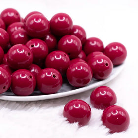 20mm Maroon Red Solid Bubblegum Beads