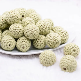 20mm Matcha Green Crochet wooden bead