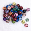 top view of a pile of 20mm Paw Print Mixed Color Bubblegum Beads
