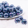 front view of a pile of 20MM Navy Blue AB Solid Chunky Bubblegum Beads