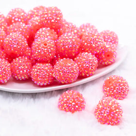20mm Bright Neon Pink Rhinestone AB Bubblegum Beads