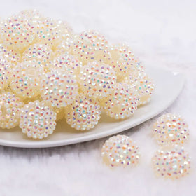 20mm Off White Jelly Rhinestone AB Bubblegum Beads