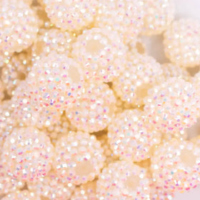 20mm Off White Jelly Rhinestone AB Bubblegum Beads
