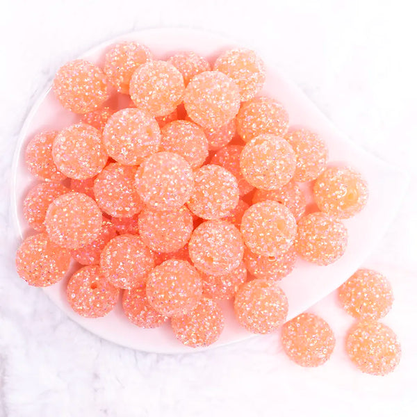 top view of a pile of 20mm Orange Sugar Rhinestone Bubblegum Bead