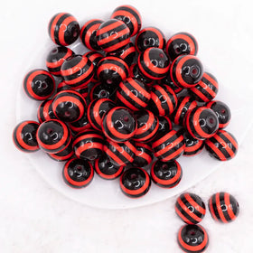 20mm Orange & Black Stripe Acrylic Chunky Bubblegum Beads