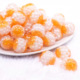20mm Orange Captured Pearls Bubblegum Bead