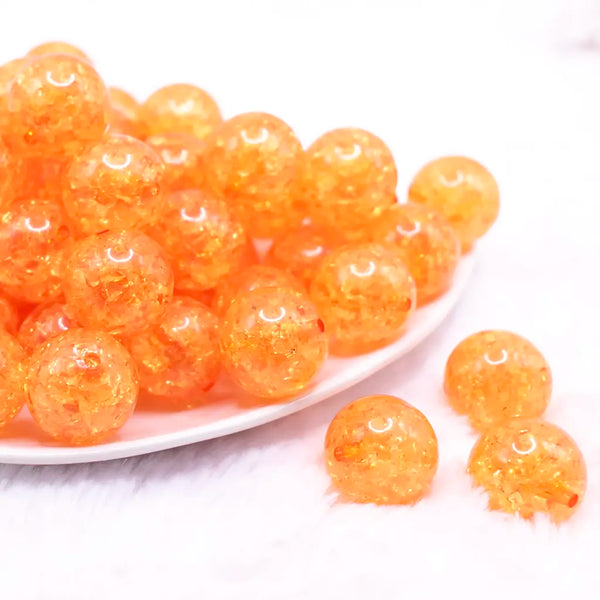 front view of a pile of 20mm Orange Crackle Bubblegum Beads