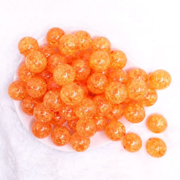 top view of a pile of 20mm Orange Crackle Bubblegum Beads