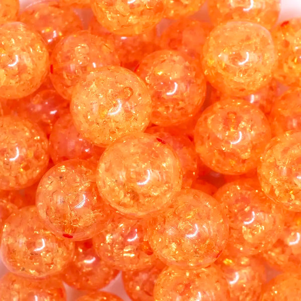 close up view of a pile of 20mm Orange Crackle Bubblegum Beads