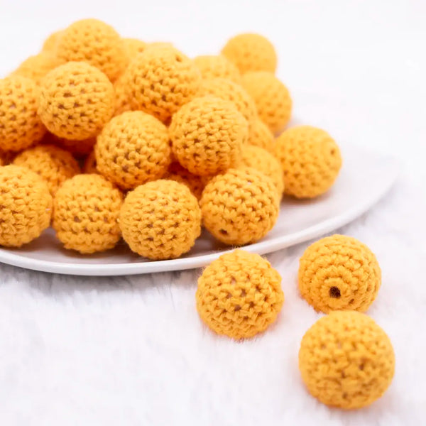 20mm Orange Crochet wooden bead