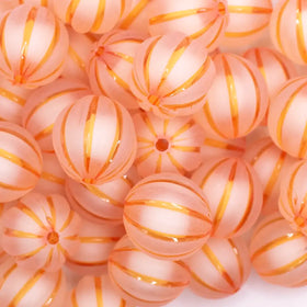 20mm Orange Frosted Pumpkin Shaped Bubblegum Bead