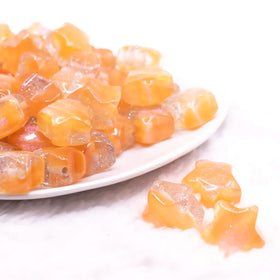 20mm Orange Opal Star Shaped Acrylic Beads