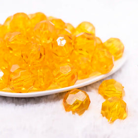 20mm Orange Transparent Faceted Bubblegum Beads