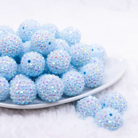 20mm Aqua Cow Bubblegum Bead Mix Extra Large Chunky Plastic Beads in Bulk