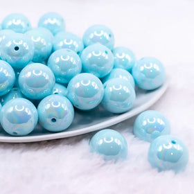 20MM Pastel Blue AB Solid Chunky Bubblegum Beads