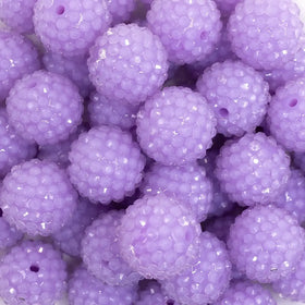 20mm Pastel Purple with Clear Rhinestone Bubblegum Beads