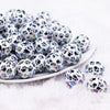 front view of a pile of 20mm Paw Print Animal AB Print Bubblegum Beads