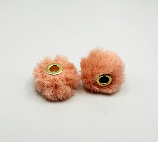front view of peach 20mm Furry Plush Spacer Beads