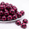 front view of a pile of 20mm Pink and Black Plaid Bubblegum Beads