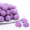 front view of a pile of 20mm Pink and Purple Striped Rhinestone AB Bubblegum Beads