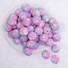 top view of a pile of 20mm Pink Confetti Rhinestone AB Bubblegum Beads