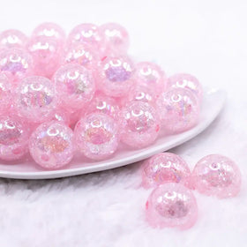 20mm Light Pink Crackle AB Bubblegum Beads