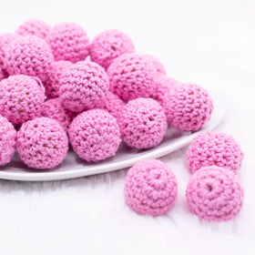 20mm Pink Crochet wooden bead