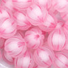 close up view of a pile of 20mm Pink Frosted Pumpkin Shaped Bubblegum Bead