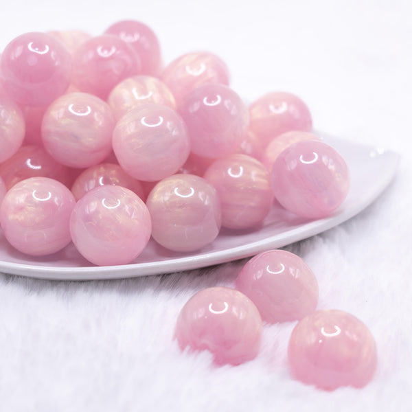 front view of a pile of 20mm Pink Luster Bubblegum Beads