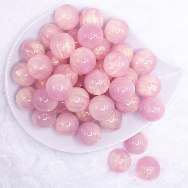 top view of a pile of 20mm Pink Luster Bubblegum Beads