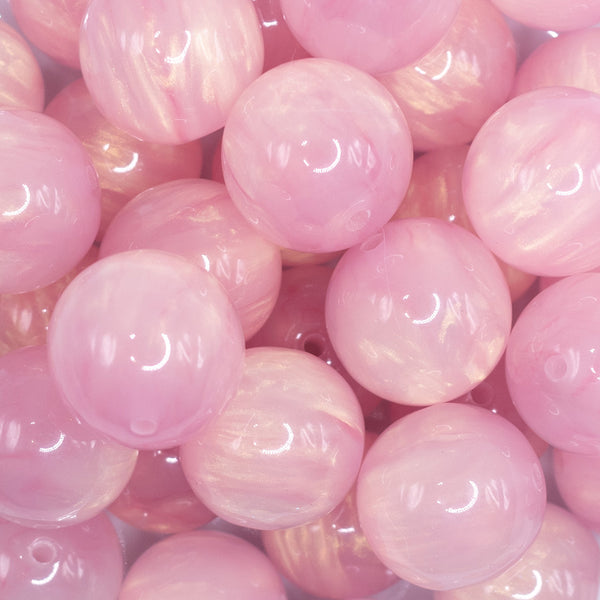 close up view of a pile of 20mm Pink Luster Bubblegum Beads