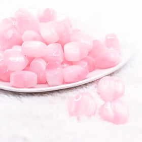 20mm Pink Opal Heart Shaped Acrylic Beads